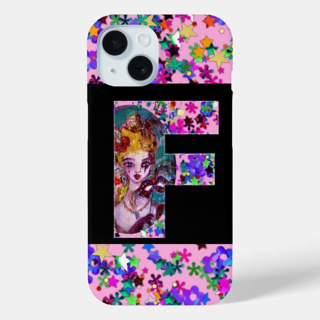 VALENTINE VENETIAN MASQUERADE MONOGRAM F LETTER Case-Mate iPhone CASE (Back)
