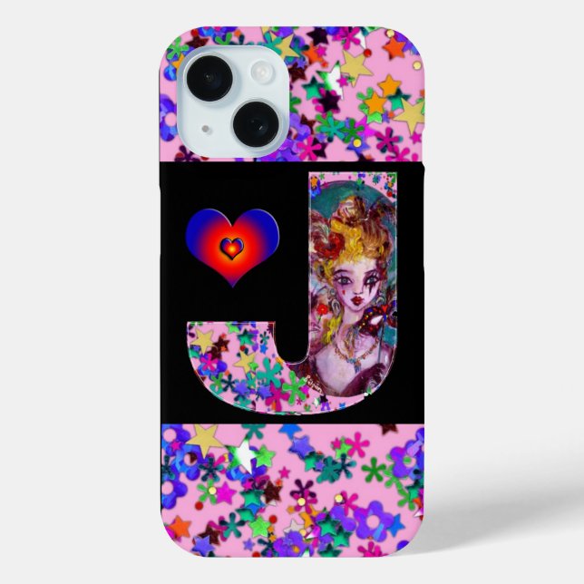 VALENTINE VENETIAN MASQUERADE MONOGRAM J LETTER Case-Mate iPhone CASE (Back)