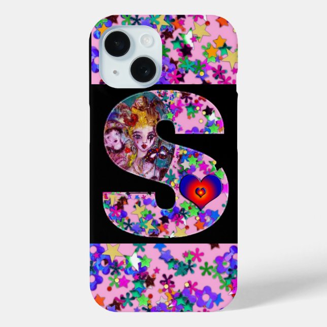 VALENTINE VENETIAN MASQUERADE MONOGRAM S LETTER Case-Mate iPhone CASE (Back)