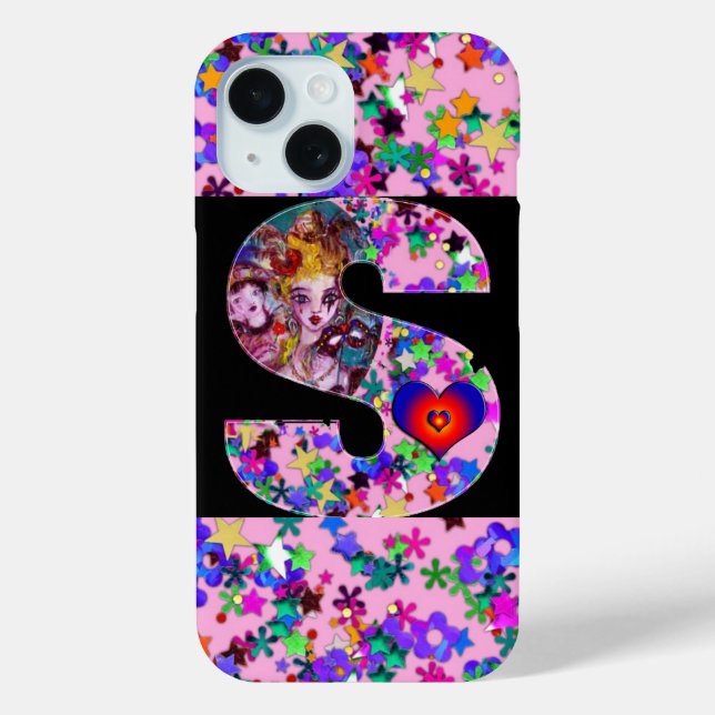 VALENTINE VENETIAN MASQUERADE MONOGRAM S LETTER Case-Mate iPhone CASE (Back)