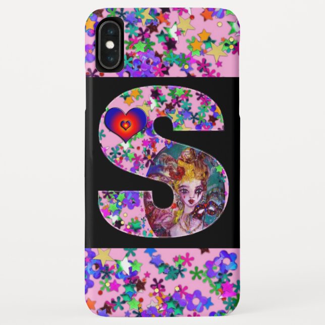 VALENTINE VENETIAN MASQUERADE MONOGRAM S LETTER Case-Mate iPhone CASE (Back)