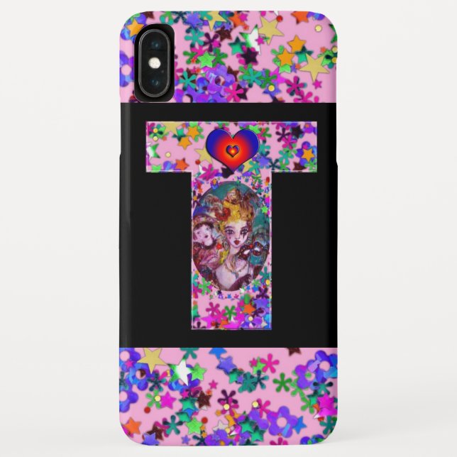 VALENTINE VENETIAN MASQUERADE MONOGRAM T LETTER Case-Mate iPhone CASE (Back)