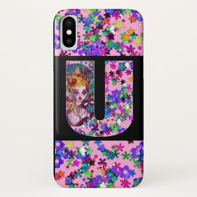 VALENTINE VENETIAN MASQUERADE MONOGRAM U LETTER Case-Mate iPhone CASE (Back)