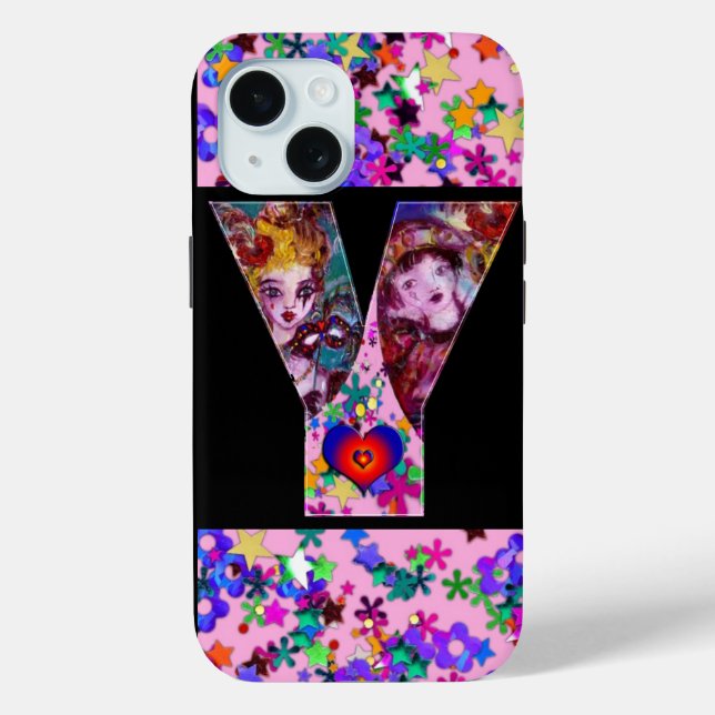 VALENTINE VENETIAN MASQUERADE MONOGRAM Y LETTER Case-Mate iPhone CASE (Back)