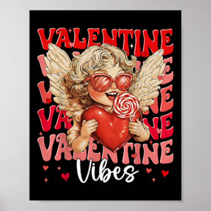 Valentine Vibes Cute Cupid Lollipop Heart Lover Pe Poster