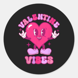 Valentine Vibes Groovy Valentines Day Shirt For Gi Classic Round Sticker