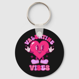 Valentine Vibes Groovy Valentines Day Shirt For Gi Keychain
