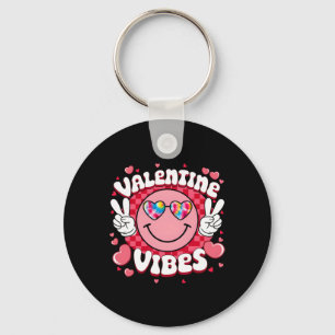 Valentine Vibes Hippie Tie Dye Sungl Groovy Smilin Keychain