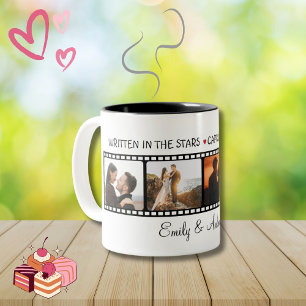 Valentine vintage film personalized photo collage Two-Tone coffee mug