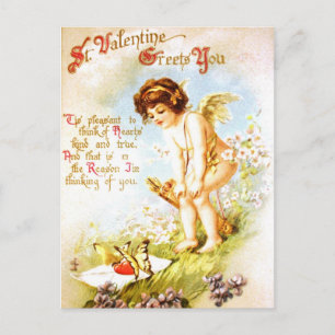 Valentine Vintage PostCard Love Letter Cupid Angel