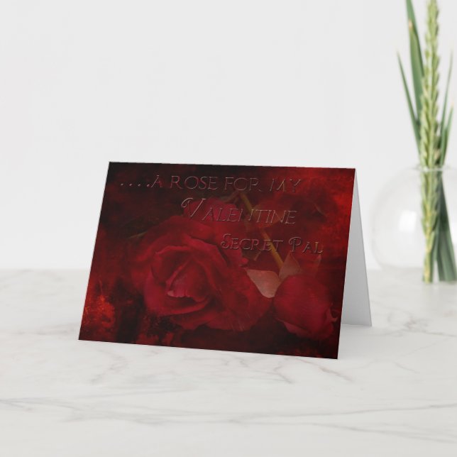 Valentine Vintage Rose Secret Pal Holiday Card (Front)