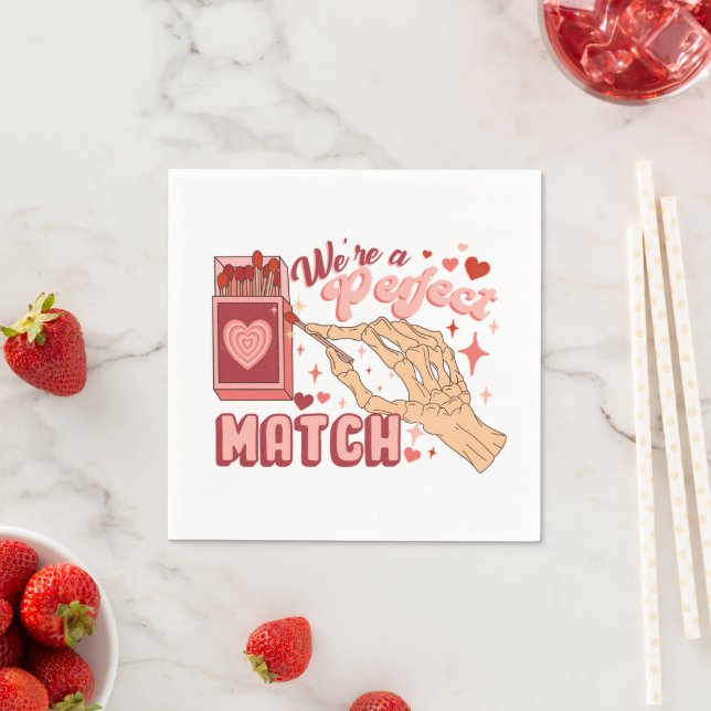 Valentine We Are A Perfect Match Heart Napkin (Insitu)