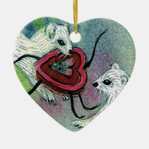 Valentine Weasel Ornament