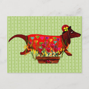 Valentine Weiner Dog Holiday Postcard