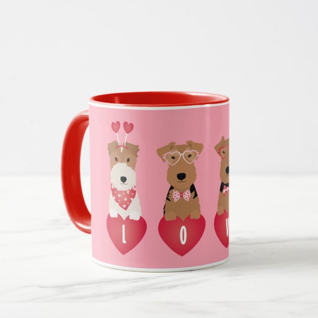 Valentine Welsh Wire Fox Terrier Dogs Mug (Front Left)