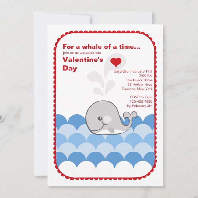 Valentine Whale Invitation (Front)