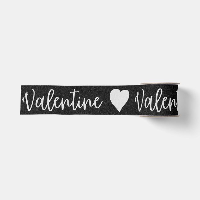 Valentine White Glitter Grosgrain Ribbon (Front)