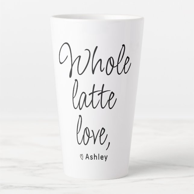 Valentine Whole Latte Love Black Script Latte Mug (Front)