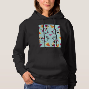 Valentine Wine Pizza Love Pattern Graphic Hoodie
