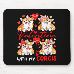 Valentine With My Corgis Couple Dogs Costume Owner Mouse Pad