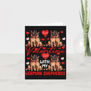 Valentine With My German Shepherds Couple Dogs Cos Card