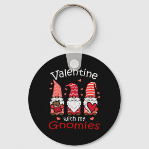 Valentine With My Gnomies Funny Valentines Day Gno Keychain