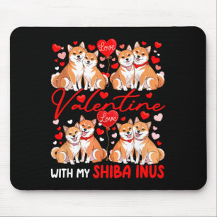 Valentine With My Shiba Inus Couple Dogs Costume O Mouse Pad