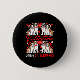 Valentine With My St. Bernards Couple Dogs Costume 2 Inch Round Button