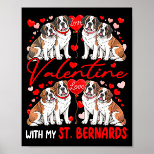 Valentine With My St. Bernards Couple Dogs Costume Poster