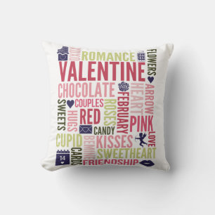 Valentine Words Valentine's Day Throw Pillow
