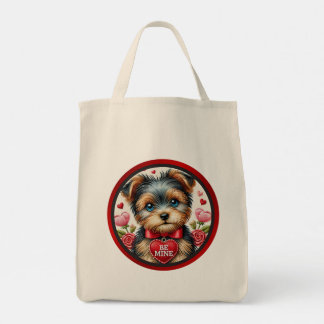 Valentine Yorkie Be Mine Reusable Grocery Bag