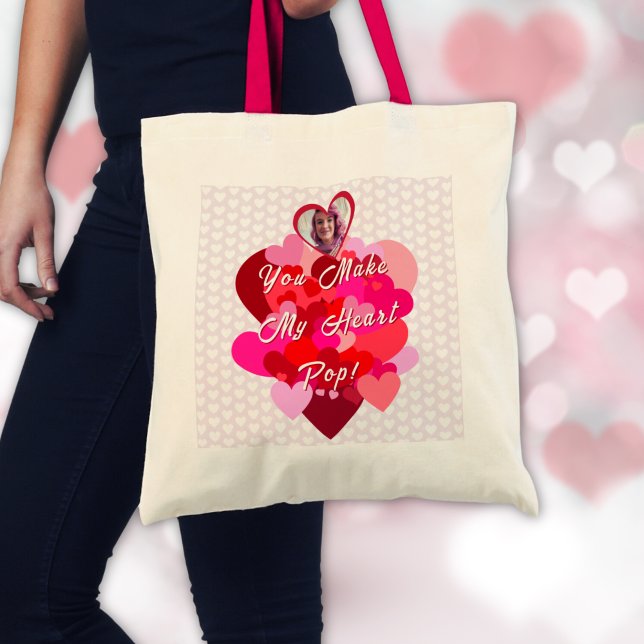 Valentine You Make My Heart Pop Tote Bag (Creator Uploaded)