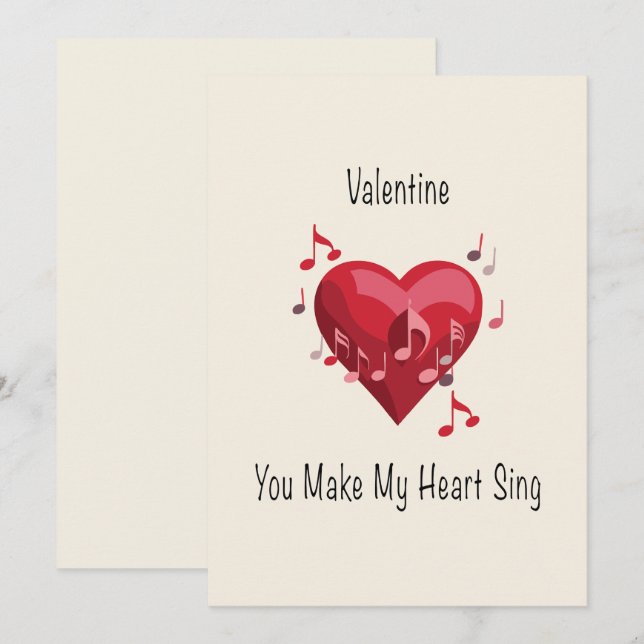 Valentine you make my heart sing postcard (Front/Back)