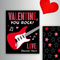 Valentine You Rock Red Guitar Kids Valentine's Day