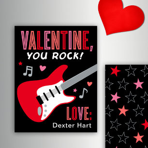 Valentine You Rock Red Guitar Kids Valentine's Day Card