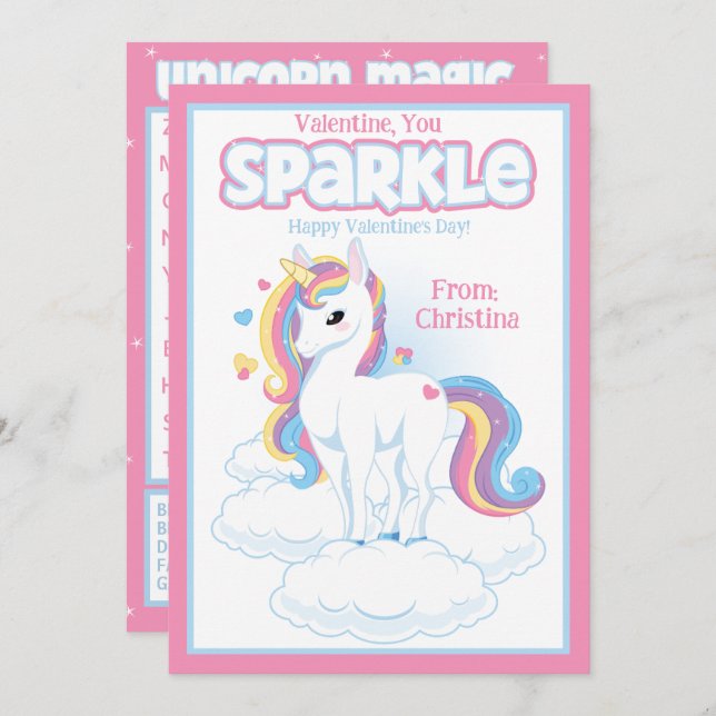 Valentine You Sparkle Classroom Valentine's Day Invitation (Front/Back)