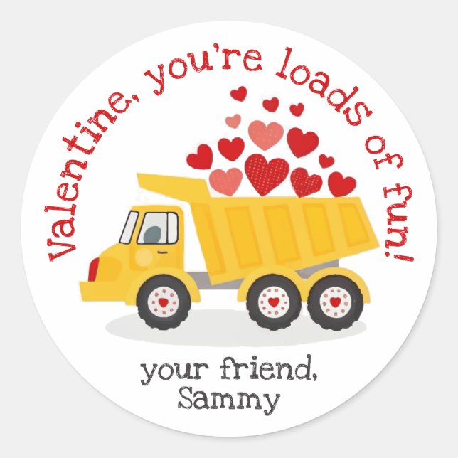 Valentine You're loads of fun Classroom Classic Round Sticker (Front)