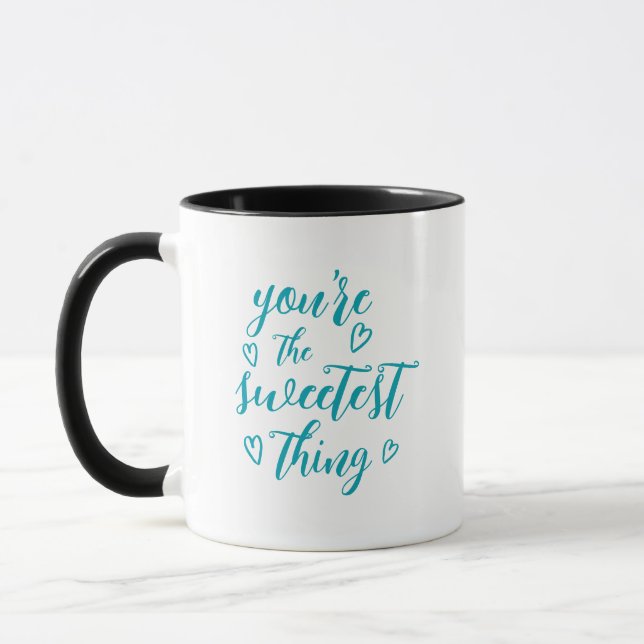 Valentine You're the Sweetest Thing Peacock Blue Mug (Left)