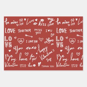Valentines 19" x 29" Wrapping Paper Sheets, Matte