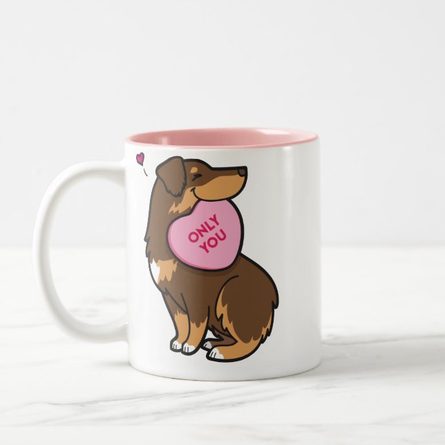 Valentine's 2015-Australian Shepherd-Red Two-Tone Coffee Mug (Left)