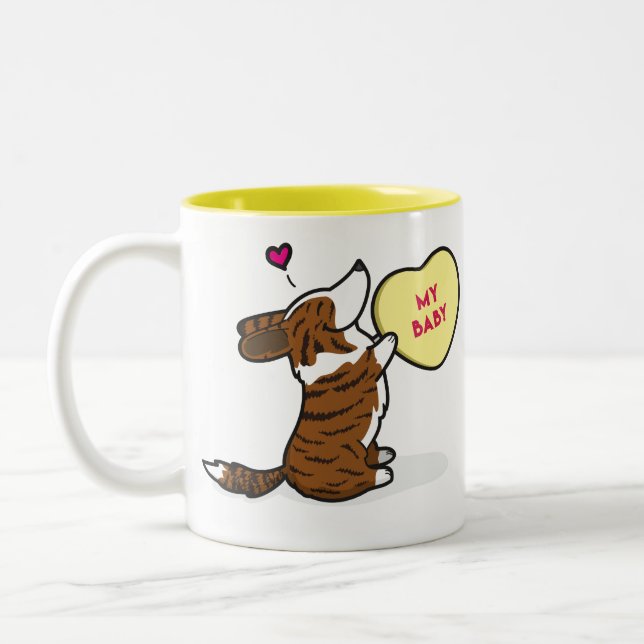 Valentine's 2015-Cardigan Corgi-Brindle Coffee Mug (Left)