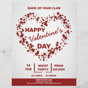 Valentines 3D Red Hearts Big Heart Party Flyer