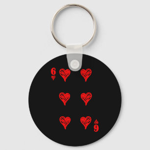 Valentines 6 7 6 Of Hearts Playing Cards Couples H Keychain
