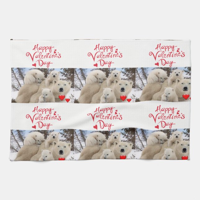 valentines amour cuisine serviette à main Ours pol (Horizontal)