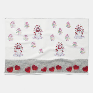 valentines amour cuisine serviette main Snowman