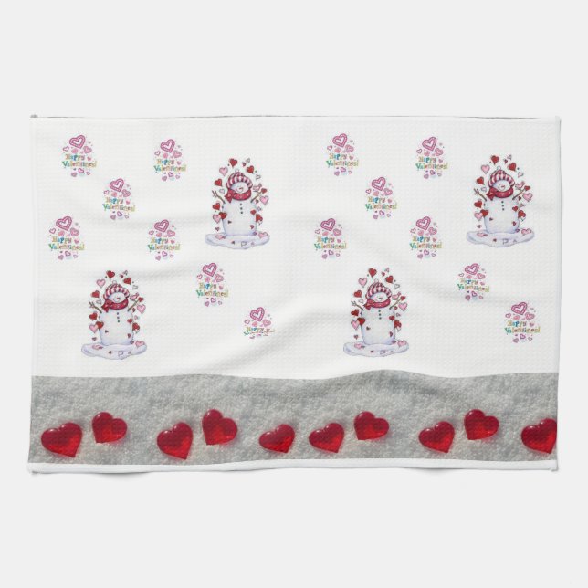 valentines amour cuisine serviette main Snowman (Horizontal)