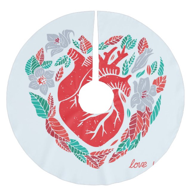 Valentine's Anatomical Heart: Unique Card Brushed Polyester Tree Skirt (Front)