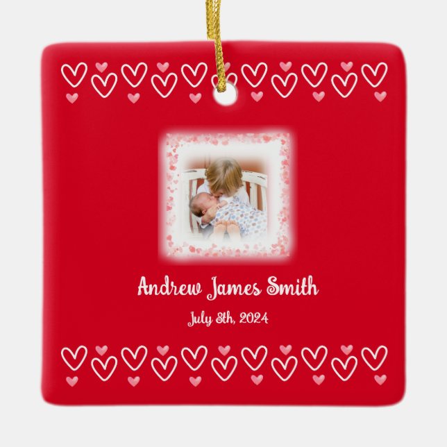 Valentine's Baby Loss Keepsake Photo Ornament (Front)