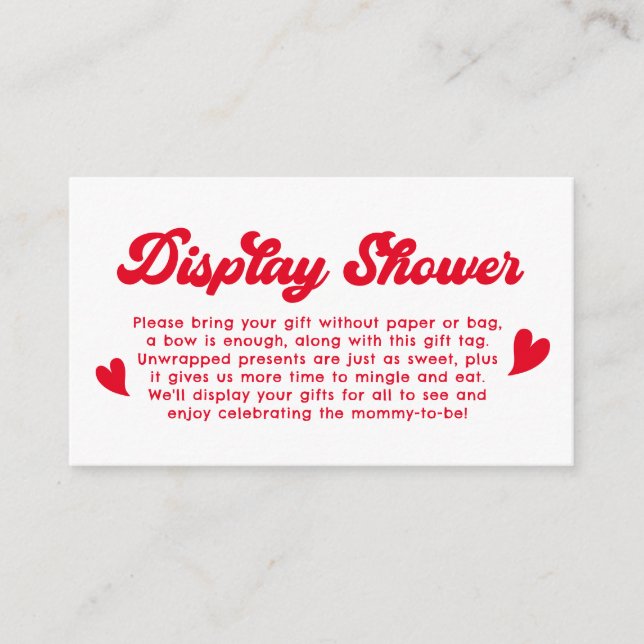 Valentines Baby Shower Display Shower Enclosure Card (Front)
