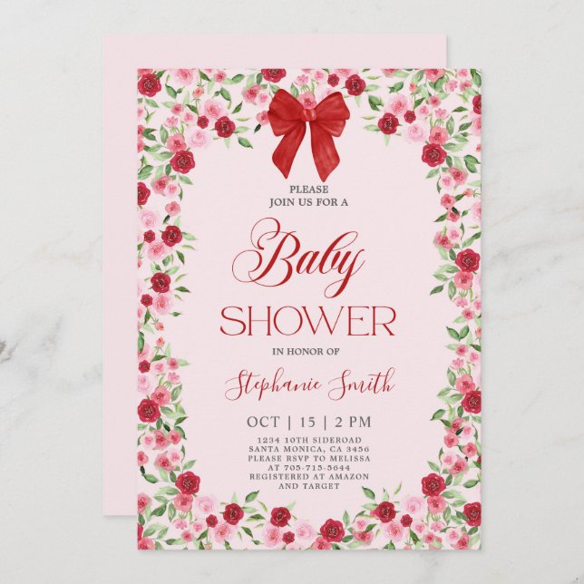 Valentines Baby Shower  Invitation (Front/Back)